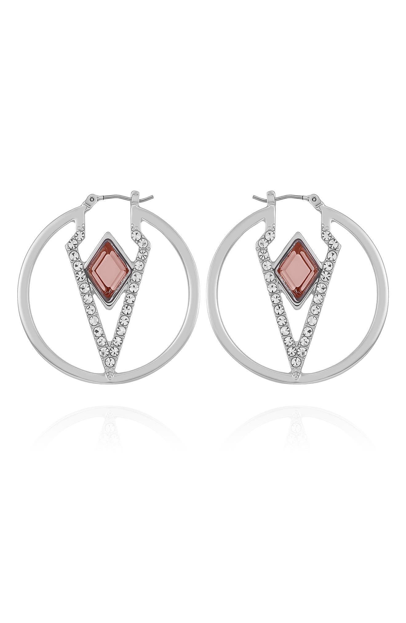 Vince Camuto Glass Stone Hoop Earrings