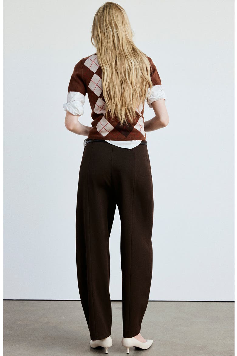 Balloon Crop Pants with Buckle Belt, Alternate, color, BROWN