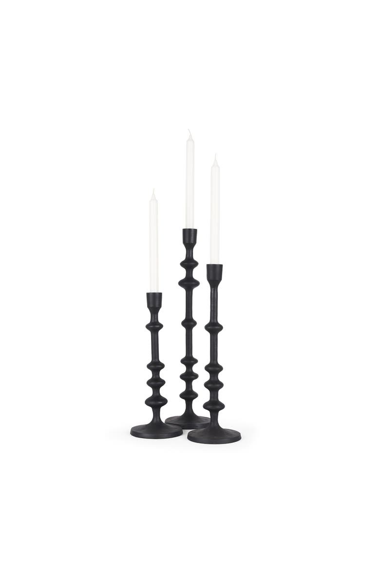 Paolo Set of 3 Matte Metal Candle Holders, Main, color, Black