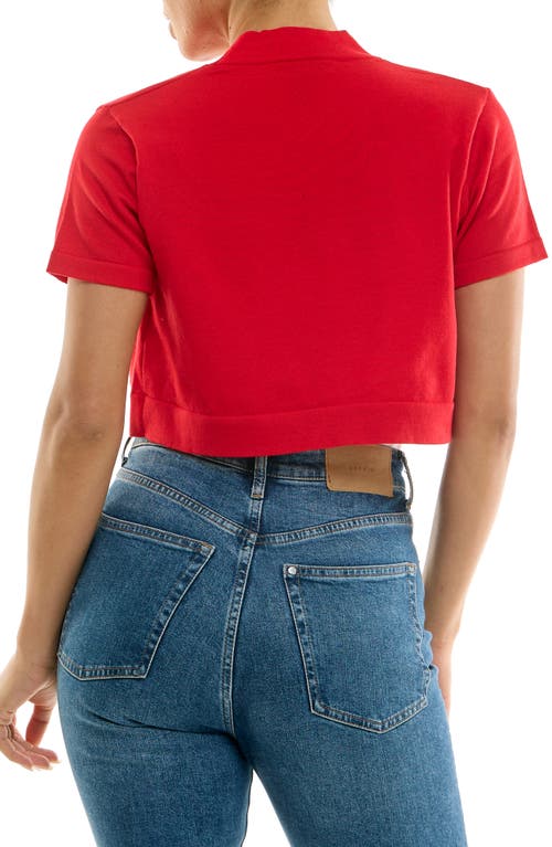 Nina Leonard Knit Bolero In Real Red