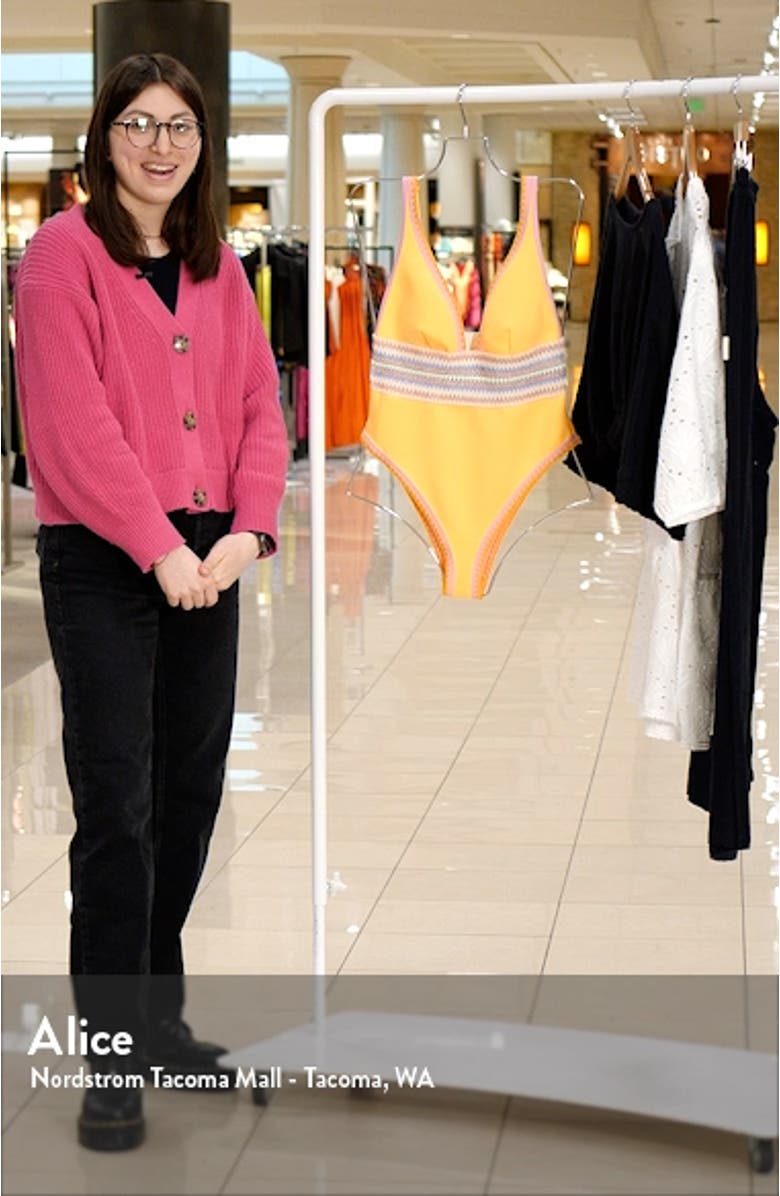 Shell Stitch Embroidery One-Piece Swimsuit, sales video thumbnail