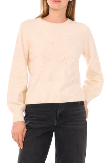Parker Floral Embroidered Sweater In Pink
