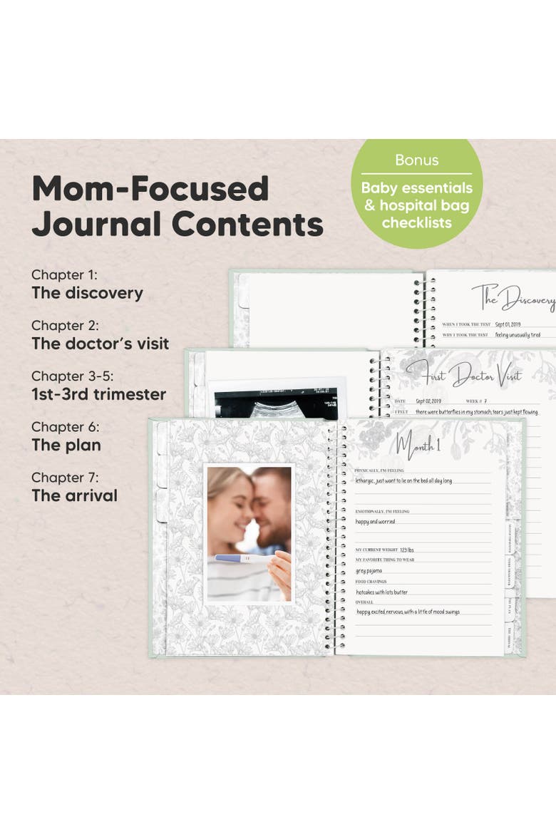 Blossom Pregnancy Journal, Alternate, color, Sage