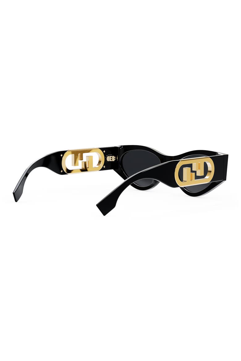 'Fendi O'Lock 54mm Cat Eye Sunglasses, Alternate, color, SHINY BLACK / SMOKE