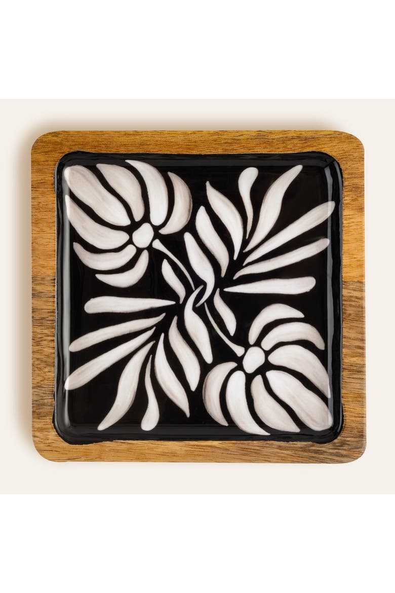 Lakri Square Mango Tree Tray Curated Decor, Main, color, Black