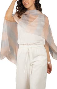 SAACHI Shiny Stripe Silk Blend Scarf