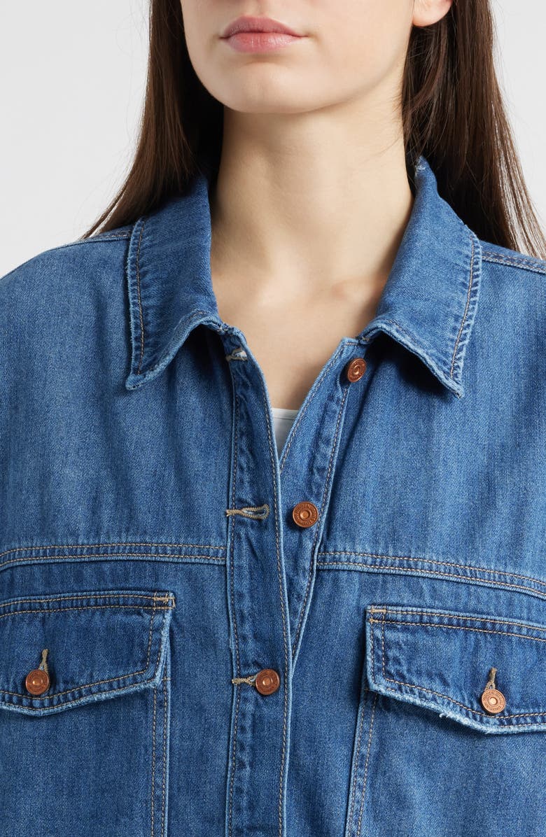 HIDDEN JEANS Oversize Cotton Blend Denim Shirt, Alternate, color, Medium Wash