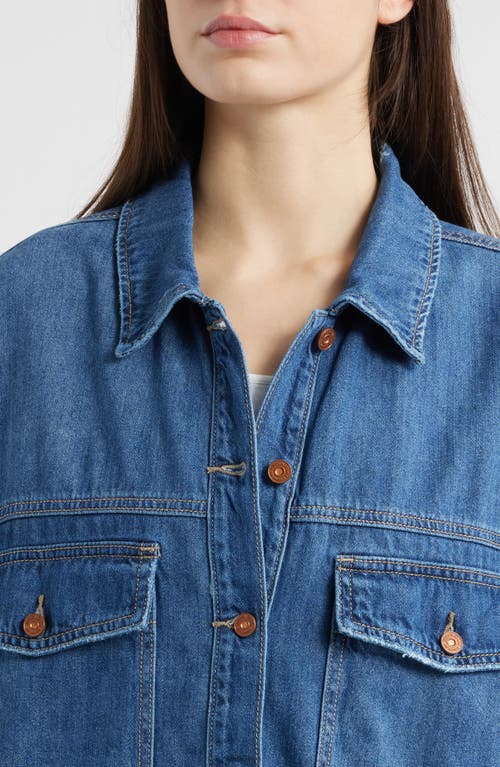 Hidden Jeans Oversize Cotton Blend Denim Shirt In Medium Wash
