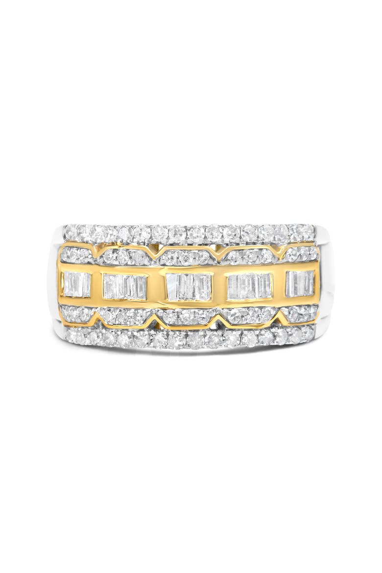 10K Gold 1.00 Cttw Diamond Art Deco Multi-Row Ring Band, Alternate, color, Yellow Gold