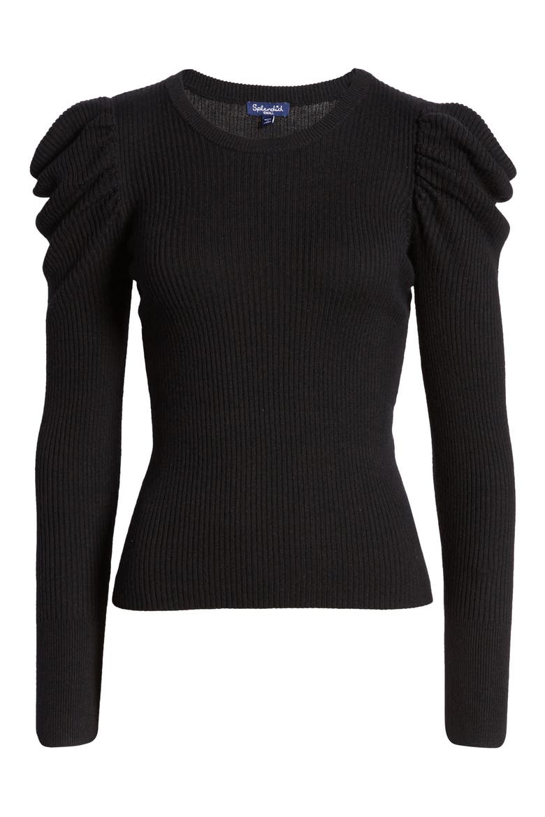 Allstone Puff Sleeve Sweater, Alternate, color, BLACK