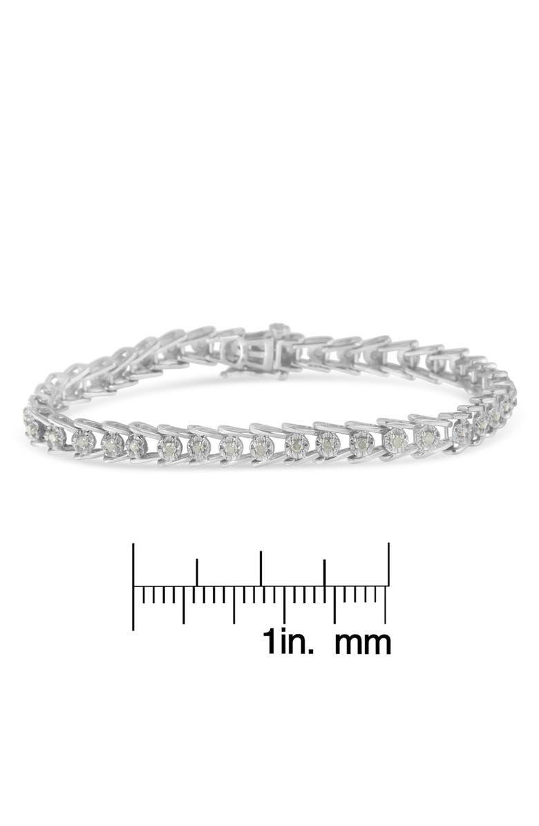 Haus of Brilliance Silver Rose-cut Diamond Wave link Bracelet, Alternate, color, White