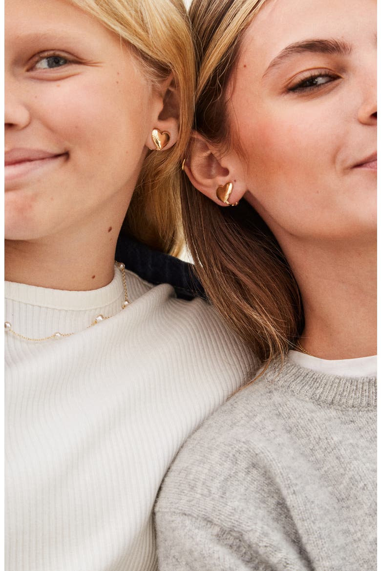 Match with Mama Heart Earrings, Alternate, color, GOLD