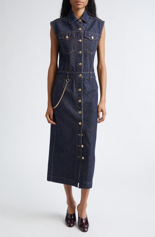 SPORTMAX Farfalla Sleeveless Denim Utility Dress in Midnight Blue at Nordstrom, Size 12