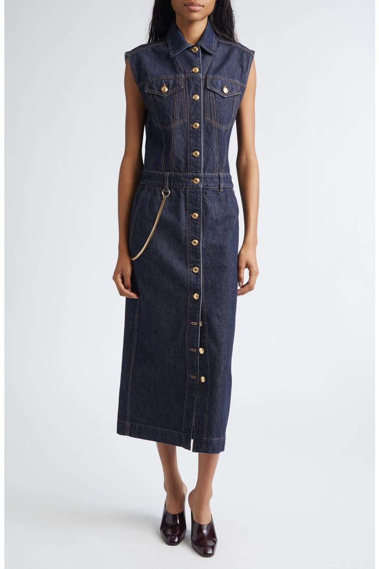 denim utility dress XL / BLUE DENIM Denim Trapeze Shirt Dress -