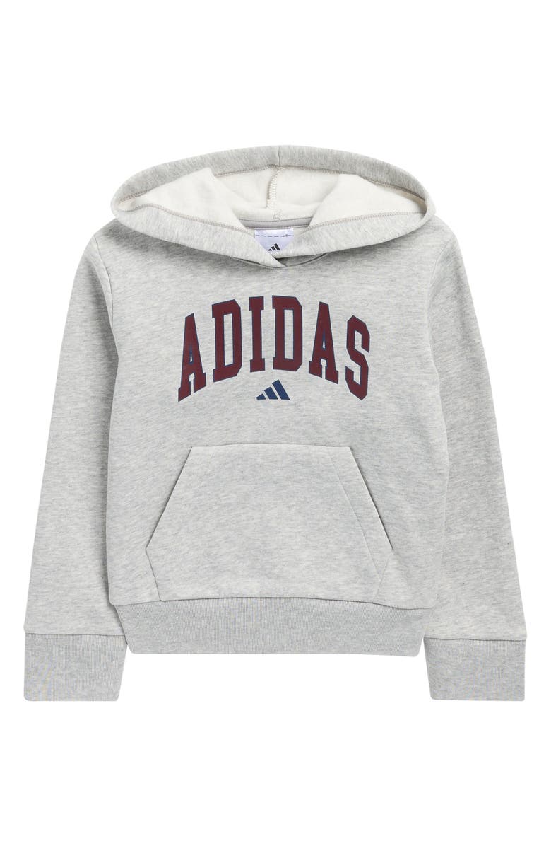 adidas Kids' Varsity Logo Fleece Hoodie, Main, color, Grey Heather