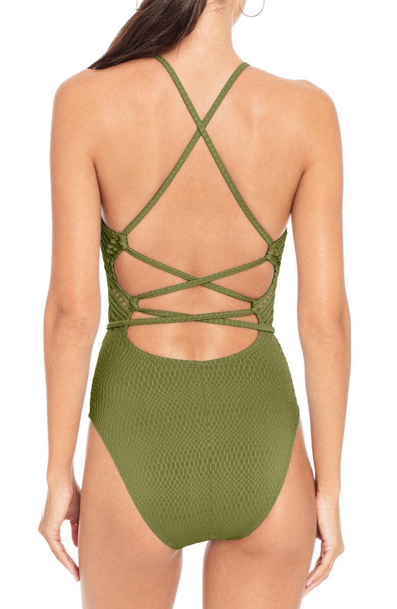 Robin Piccone Perla High Neck One-Piece Swimsuit, Alternate, color, 