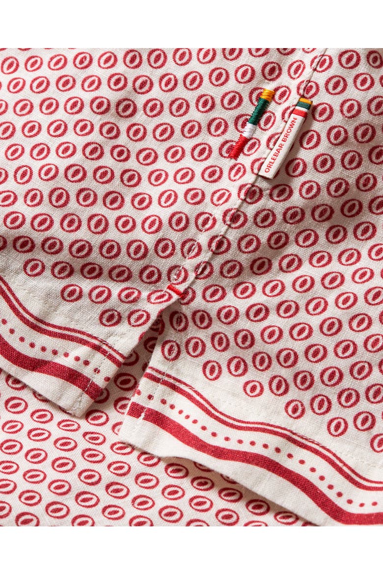 Ridley Linen Printed Linen Resort Shirt In White Sand And Vermillion, Alternate, color, White Sand/Vermillion