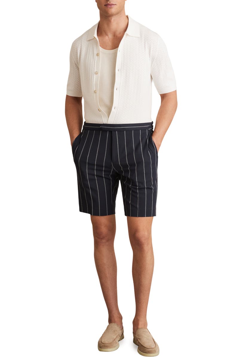 Reiss Thames Pointelle Knit Short Sleeve Button-Up Shirt, Alternate, color, White