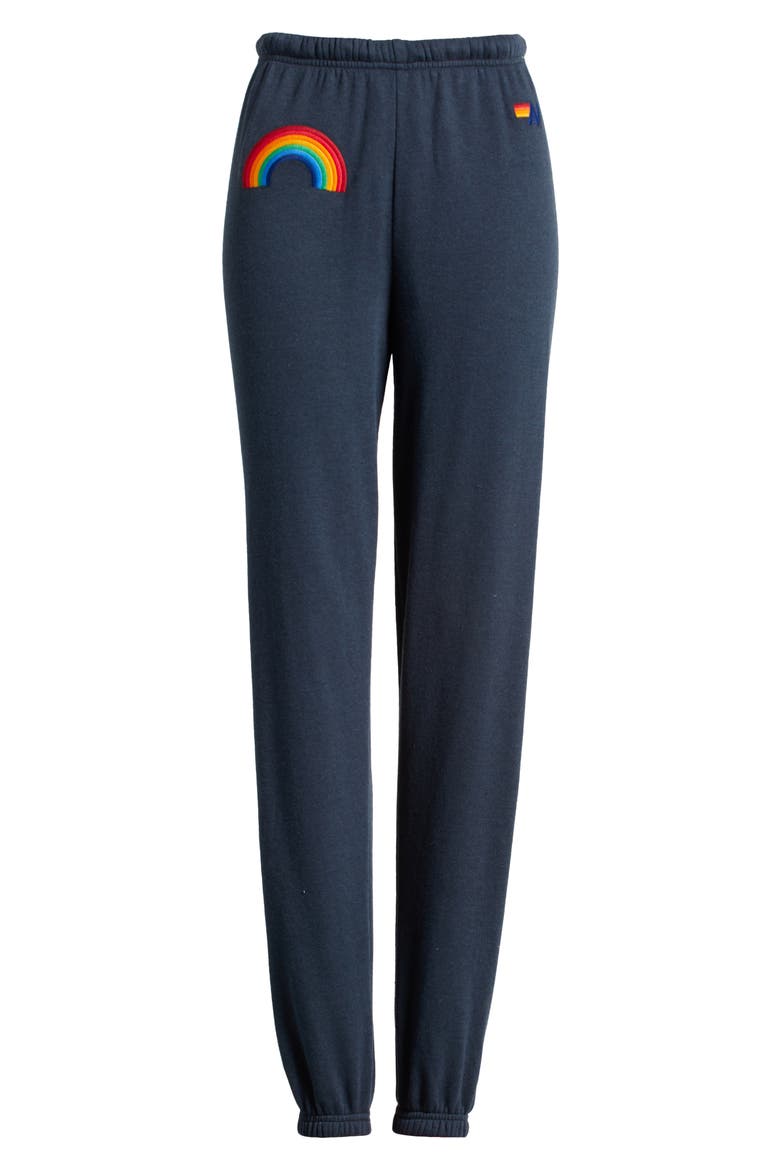 Rainbow Embroidered Sweatpants, Alternate, color, CHARCOAL
