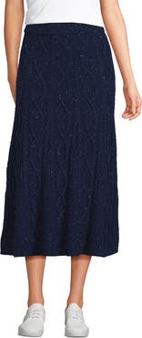 Lands' End Cozy Lofty Cable Fluted Midi Sweater Skirt