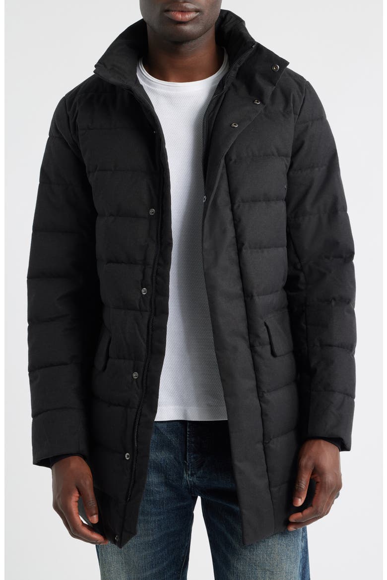 Gordon Puffer Jacket with Stowaway Hood, Main, color, BLACK MELANGE