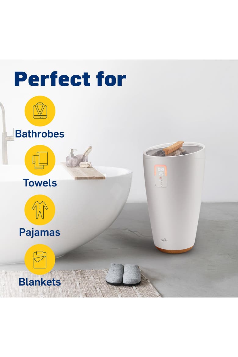 Towel Warmer, Large Bucket Style Towel Heater with LED Display, Adjustable Timer, & More!, Alternate, color, White