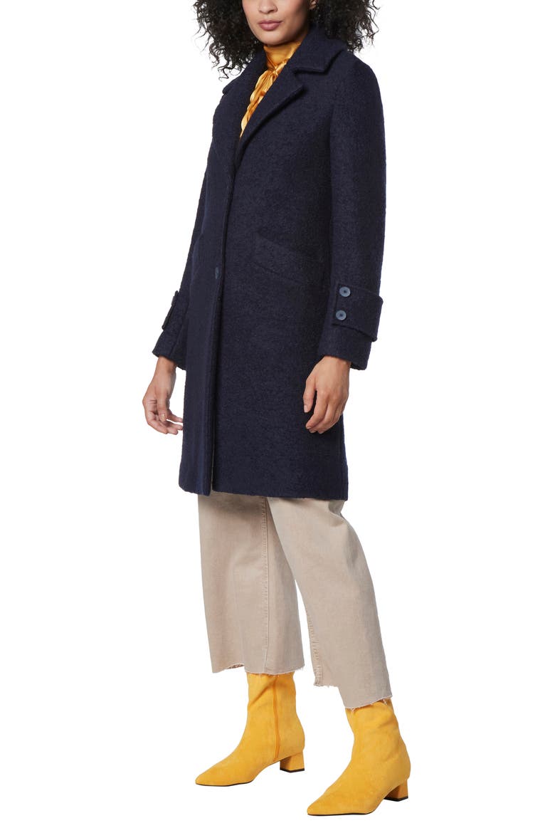 Regine Pressed Bouclé Wool Blend Coat, Alternate, color, INK