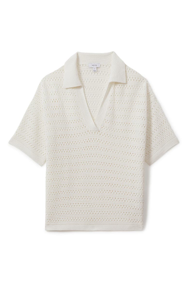 Carla Open Stitch Polo Sweater, Alternate, color, IVORY