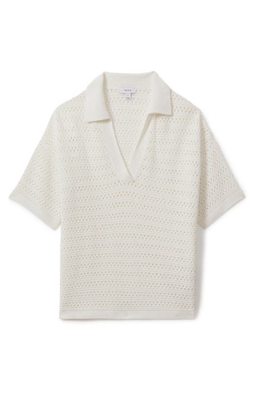 Reiss Ivory Carla Knitted Open-collar Polo Shirt