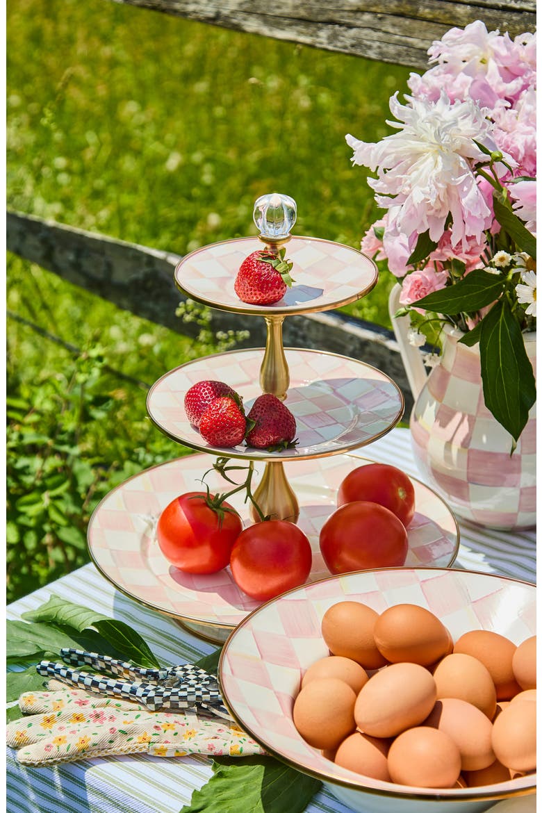 Rosy Check Three Tier Sweet Stand, Alternate, color, ROSY