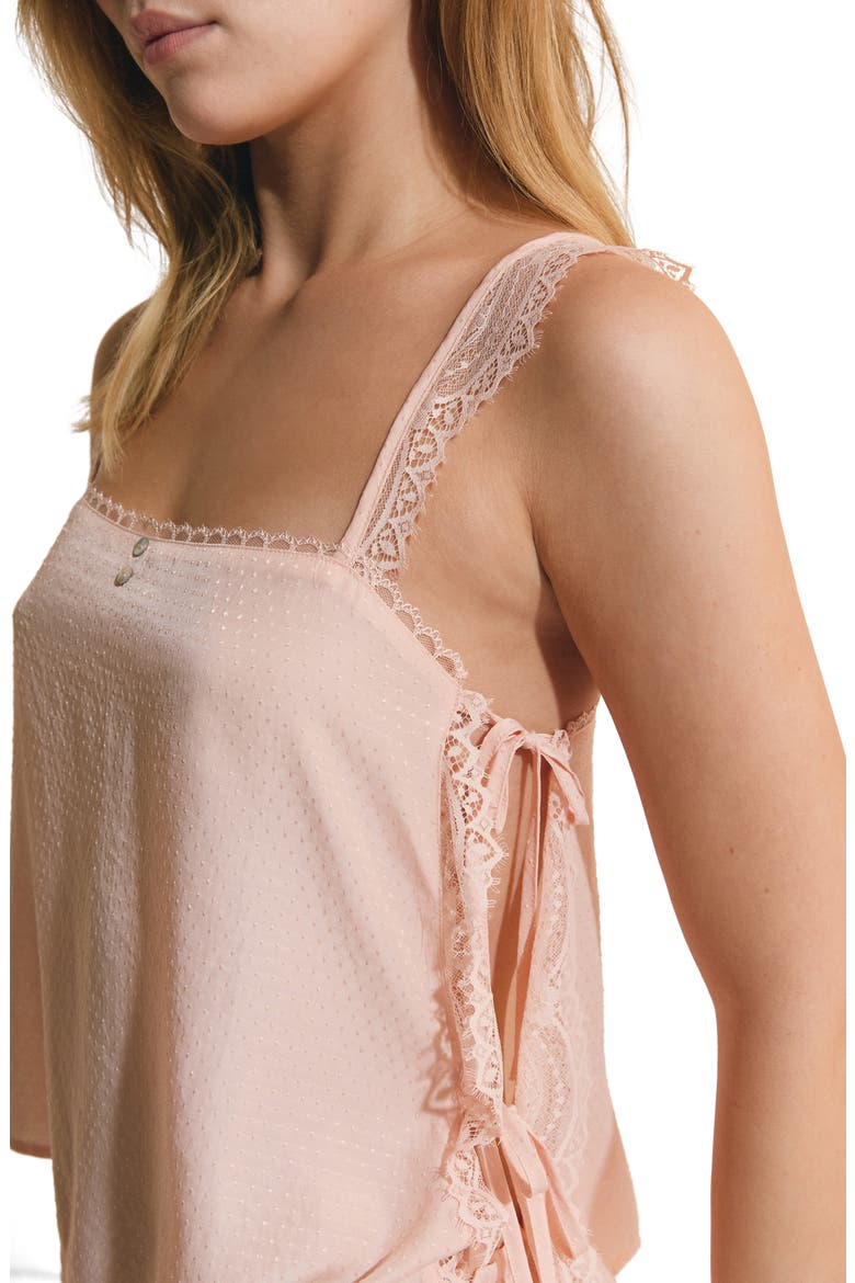 Poudree Swiss Dot Lace Trim Camisole, Alternate, color, POWDER PINK