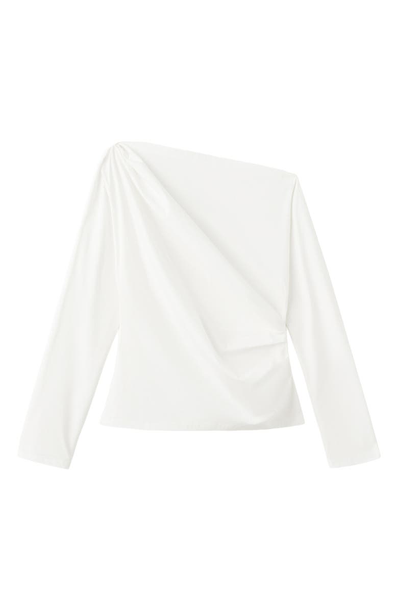 MANGO Asymmetric Long Sleeve Woven Shirt, Alternate, color, Off White