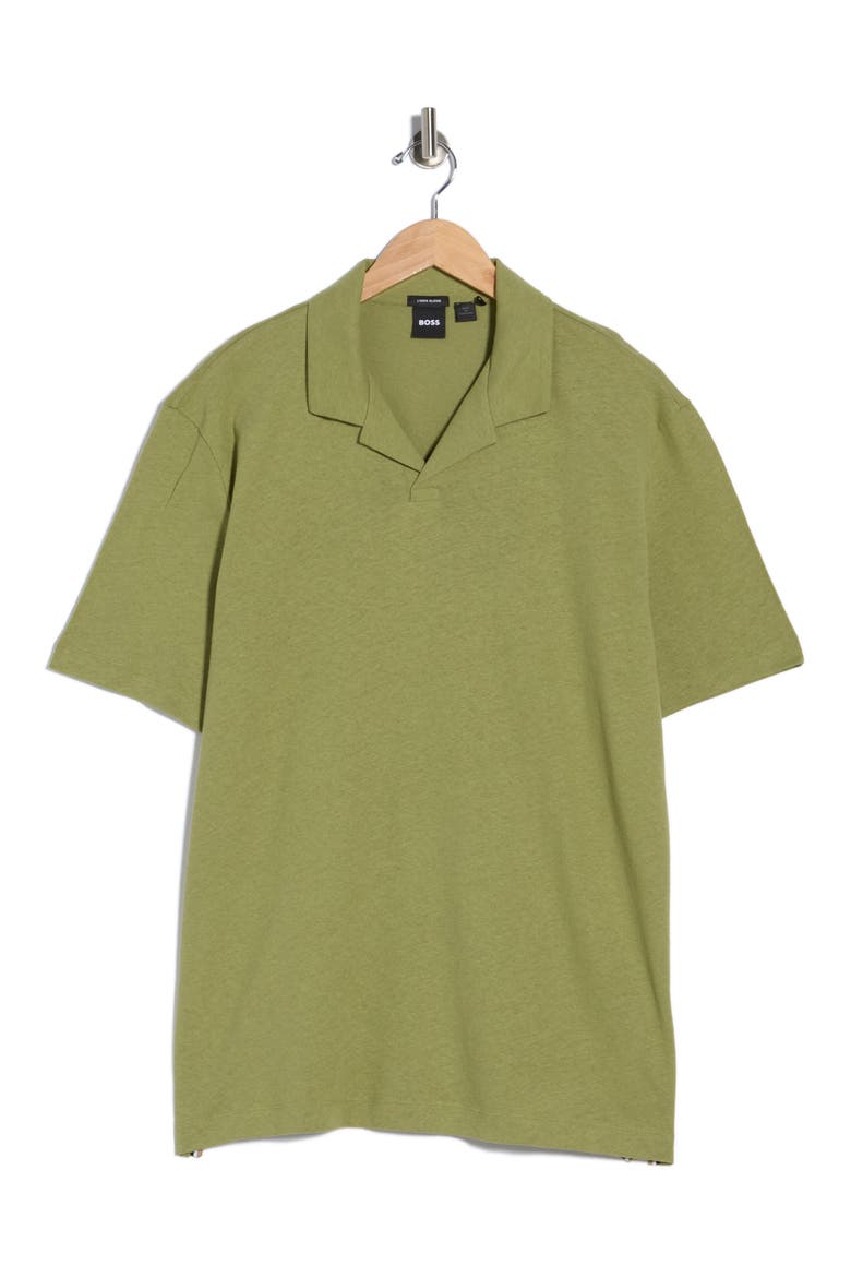 Ponti Johnny Collar Cotton & Linen Blend Polo, Alternate, color, MEDIUM GREEN