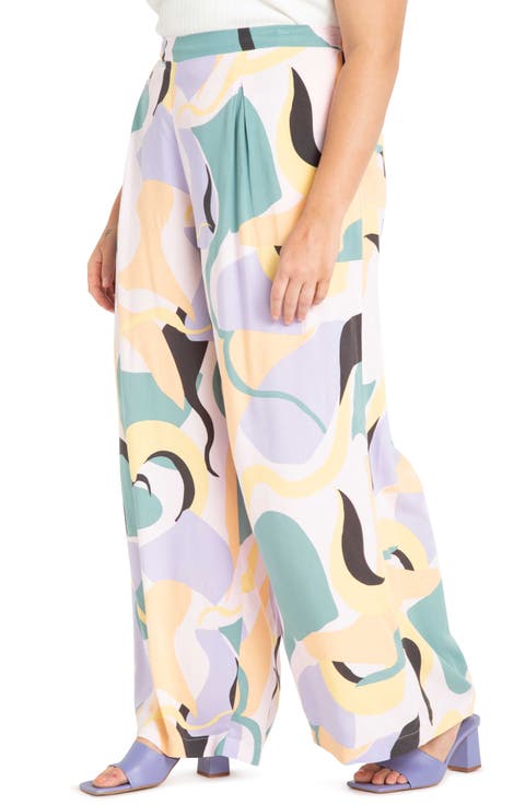 Print Wide Leg Palazzo Pants (Plus Size)