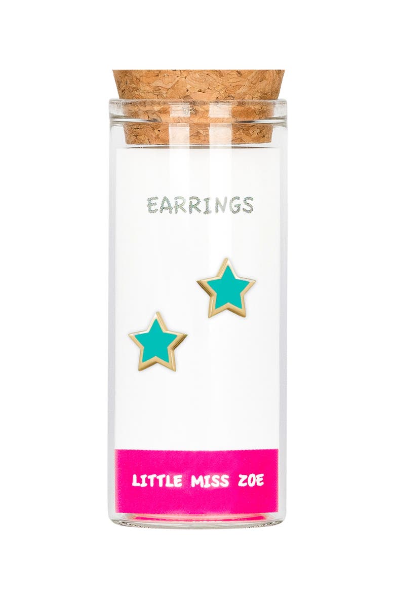Kids' Sterling Silver Star Stud Earrings in Gift Bottle, Main, color, Blue