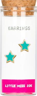 Little Miss Zoe Kids' Sterling Silver Star Stud Earrings in Gift Bottle