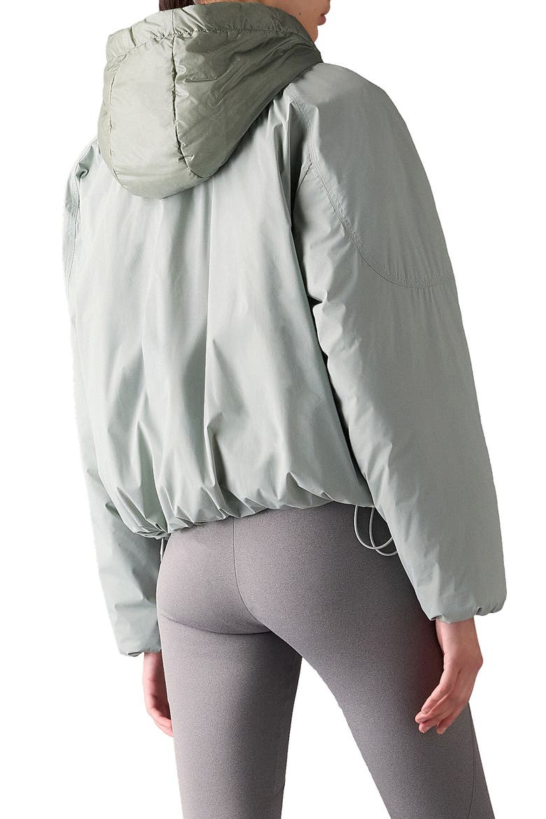 Tegan Water Repellent Layered Down Bomber Jacket, Alternate, color, DUSTY JADE
