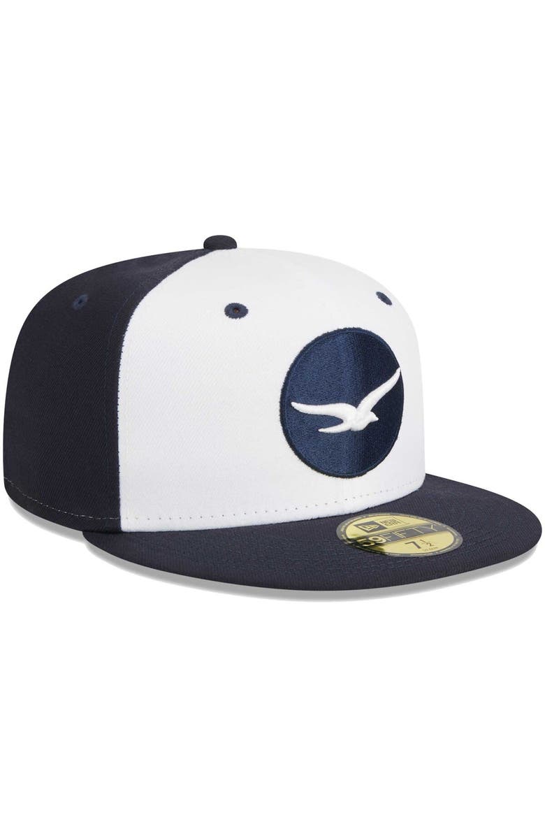 New Era Men's New Era White Pensacola Blue Wahoos Theme Nights Pensacola Seagulls  59FIFTY Fitted Hat, Alternate, color, White