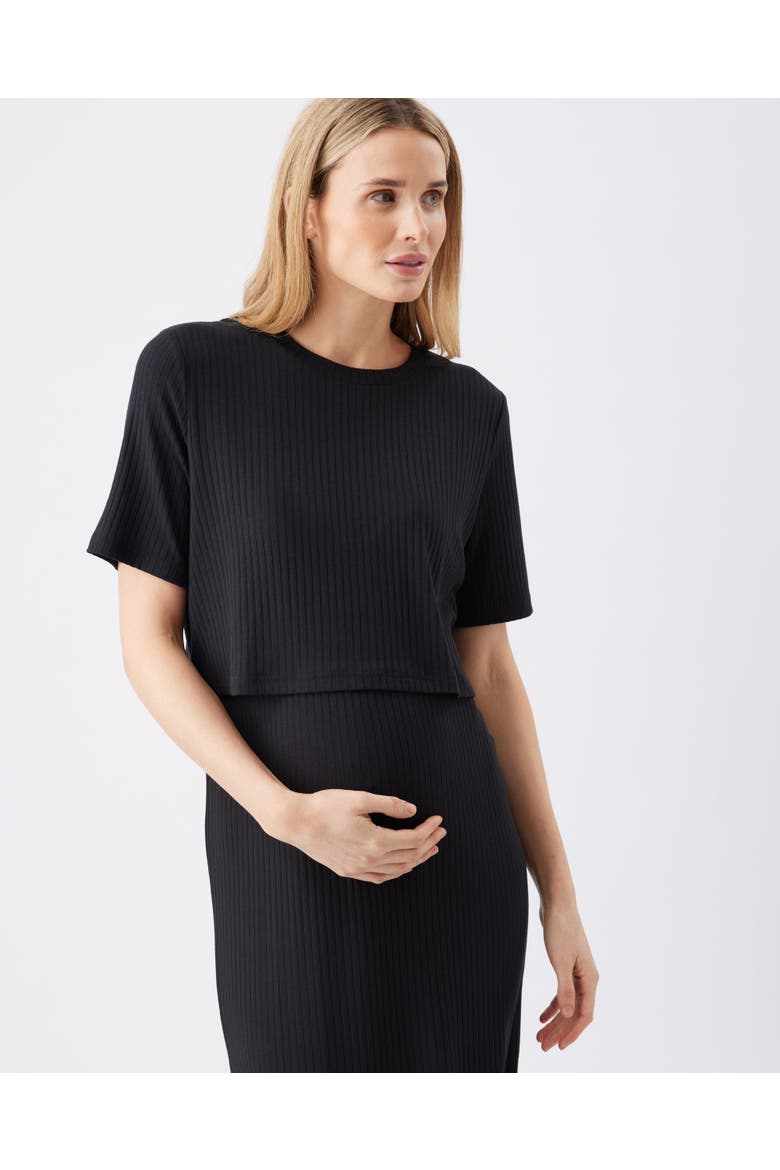 Ivy Rib Nursing Dress Black, Alternate, color, Black