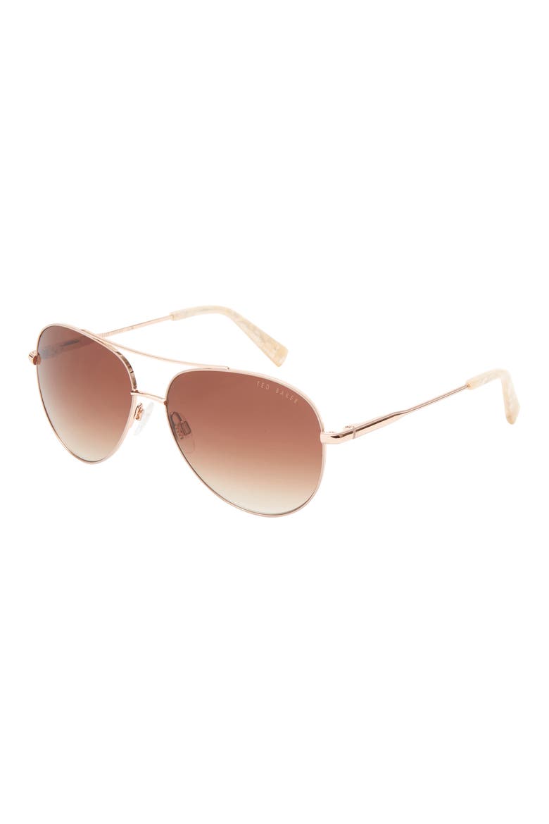 57mm Full Rim Aviator Sunglasses, Alternate, color, ROSE GOLD
