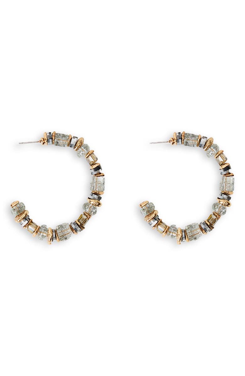 SAACHI Beaded Hoop Earrings, Main, color, Grey