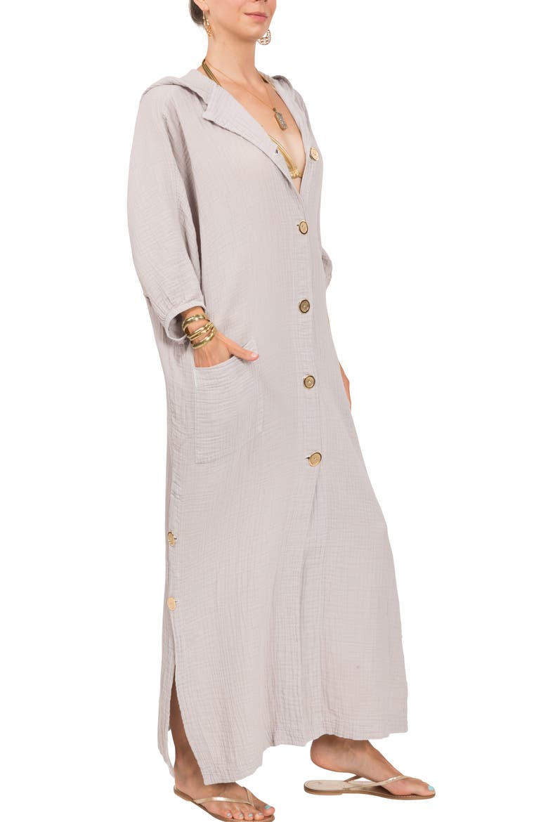 Jade Button-Up Robe, Alternate, color, GREY
