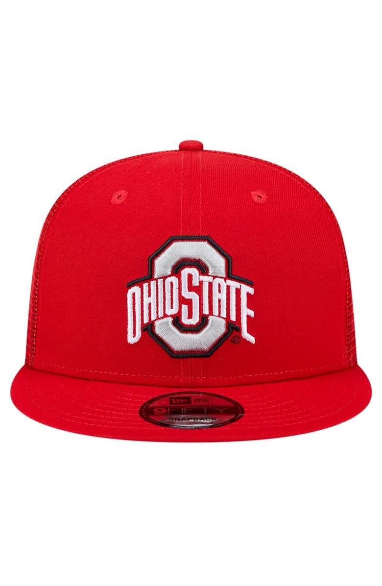 New Era Men's New Era Scarlet Ohio State Buckeyes 9FIFTY Trucker Snapback Hat, Alternate, color, Scarlet