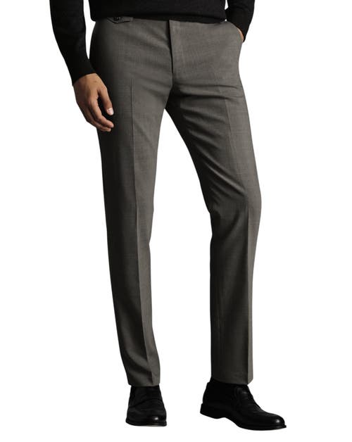 Charles Tyrwhitt Wool Stretch Slim Fit Pants In Gray