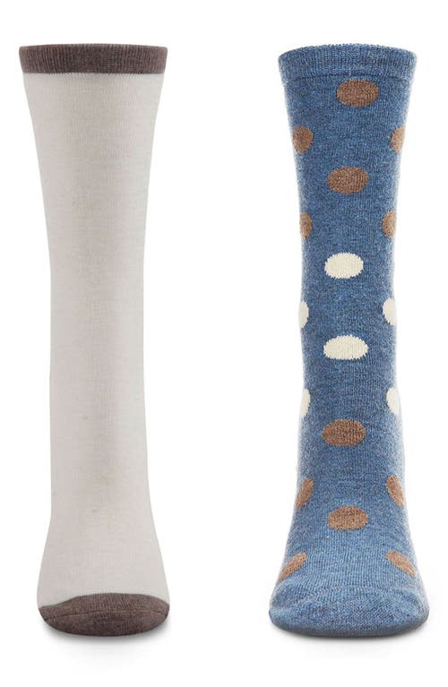 Memoi Assorted 2-pack Crew Socks In Blue