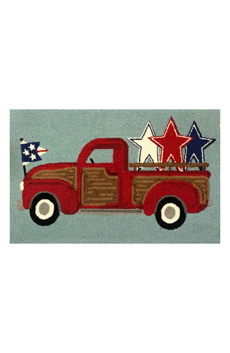 R16 HOME Americana Vintage Truck Doormat, Main, color, Blue Multi