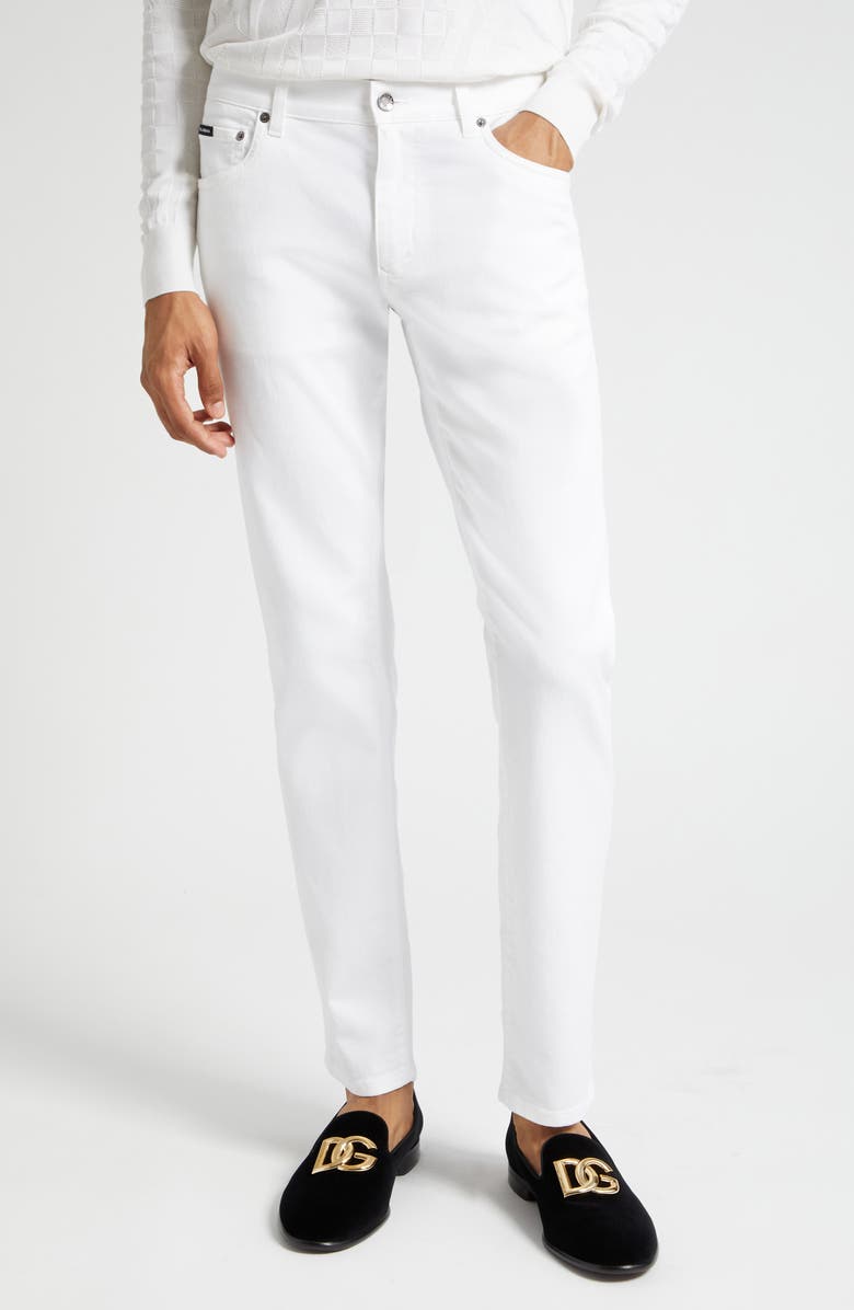 Dolce&Gabbana Stretch Slim Fit Jeans, Main, color, White