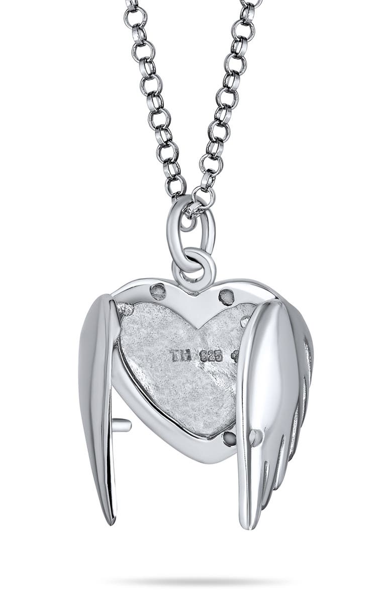 BLING JEWELRY Guardian Angel Wing Necklace, Alternate, color, Silver