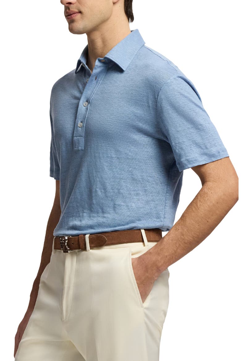 Linen Jersey Polo, Alternate, color, BLUE