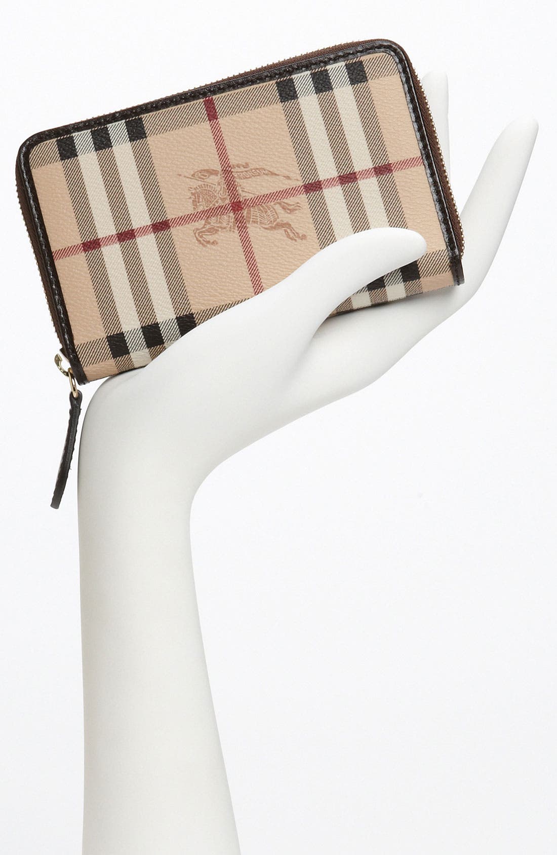 Burberry 'Haymarket Check' Compact Zip Around Wallet, Alternate, color, 